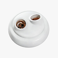 Plafon Soquete Porcelana Duplo Branco   2 Lâmpadas