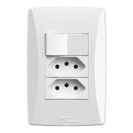 Mectronic Petra 1 Interruptor Simples SF + 2 Tomadas 2P+T 10A/250V C/PL 39922
